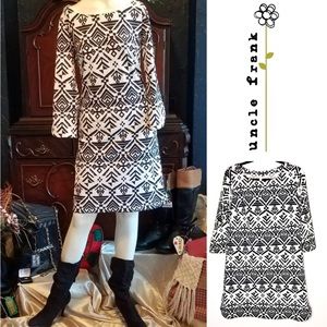 Uncle Frank B+W Southwest Aztec Print Shift Dress